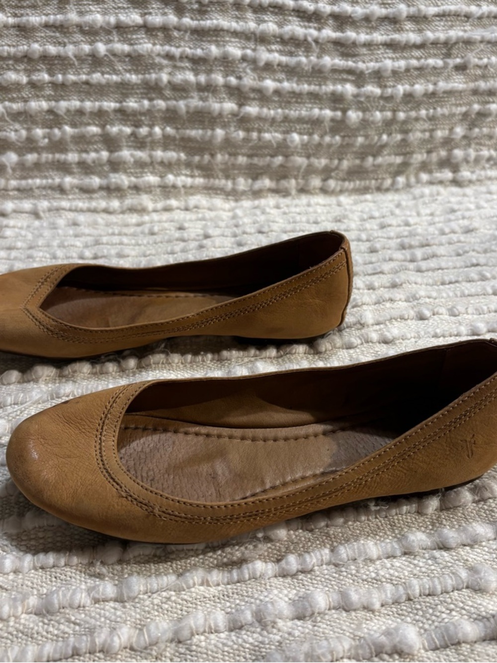 Frye Women's Cognac Leather Ballet Flats - Picture 3 of 5